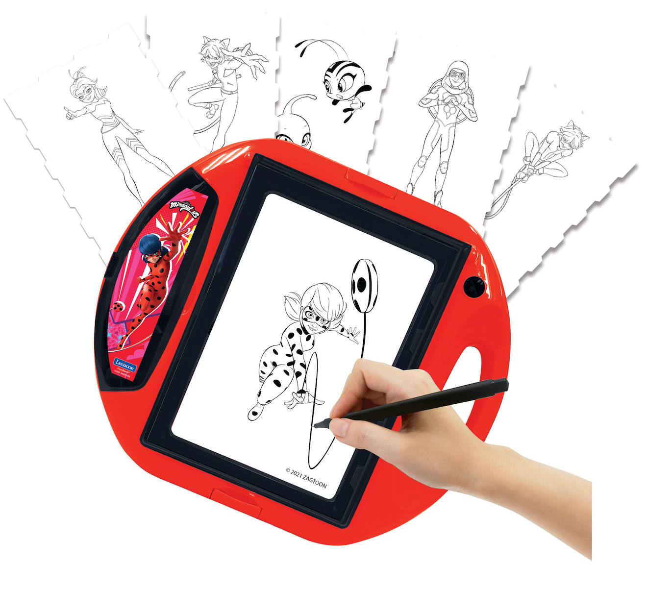 Projecteur à dessin miraculous avec modèles et tampons rouge