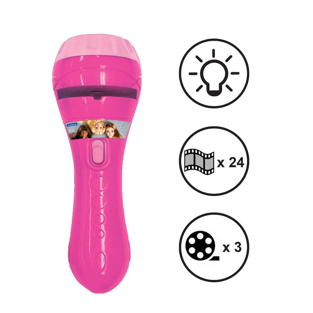 Projecteur à histoires et lampe torche Barbie rose
