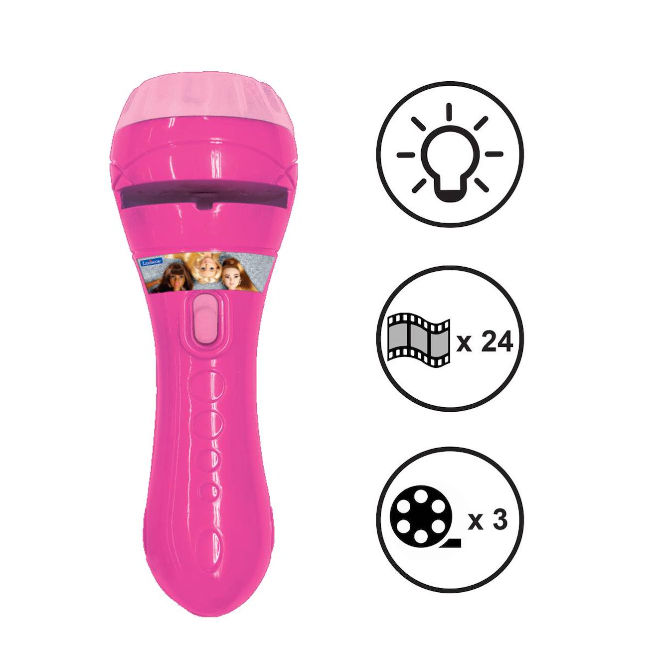 Projecteur à histoires et lampe torche Barbie rose