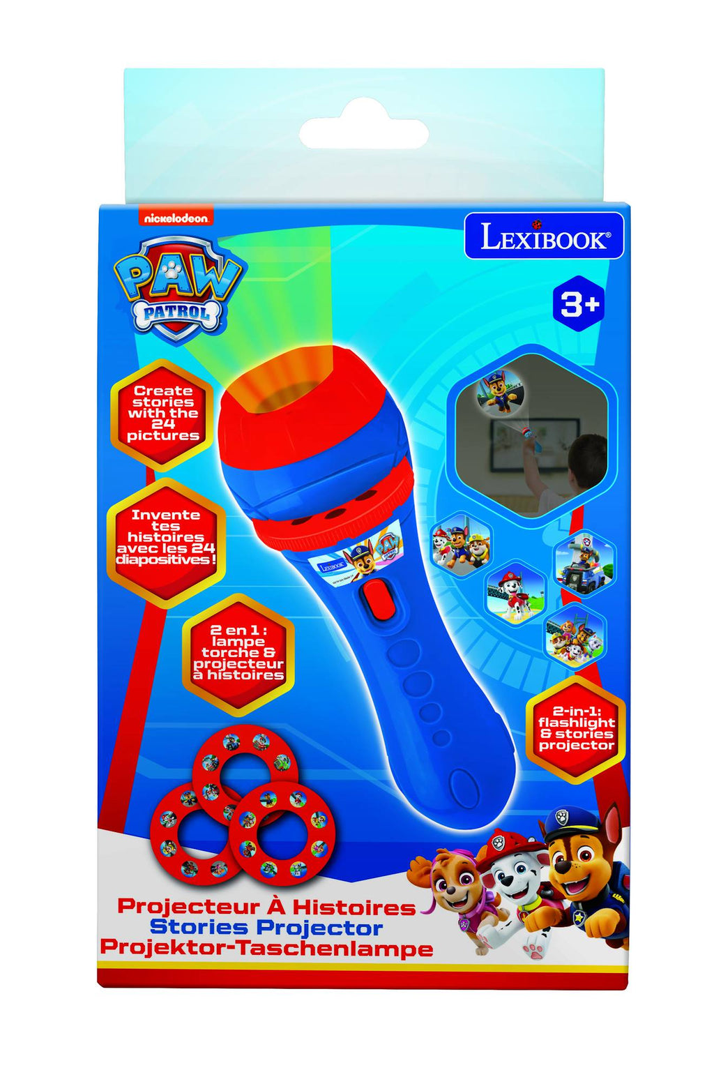 Projecteur à histoires et lampe torche Pat' Patrouille bleu
