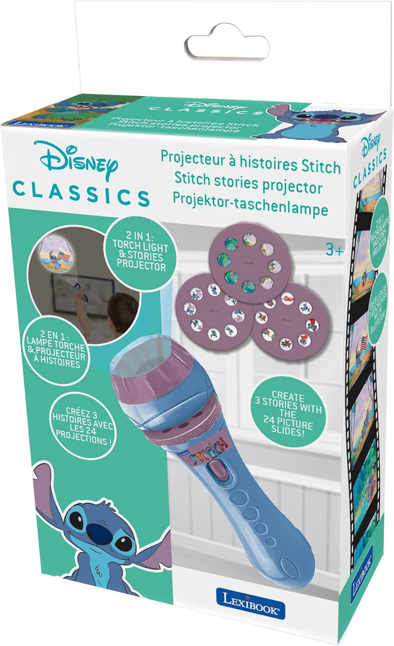 Projecteur à histoires et lampe torche Stitch bleu