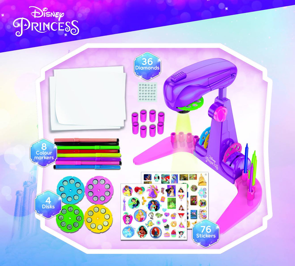 Projecteur de dessins - Disney Princess - kit dessins avec modèles, papier et crayons multicolore