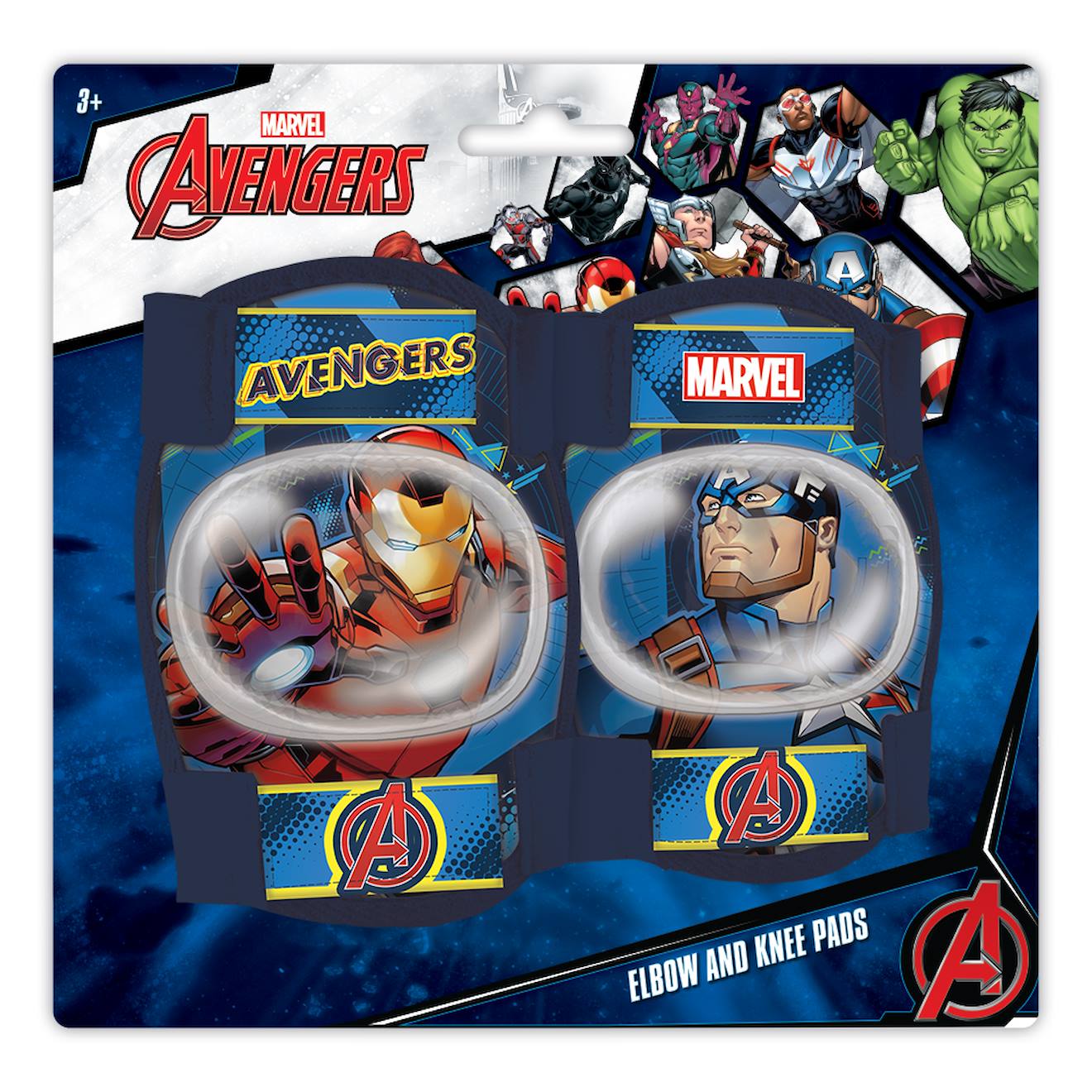 Protections genoux et coudes Avengers bleu