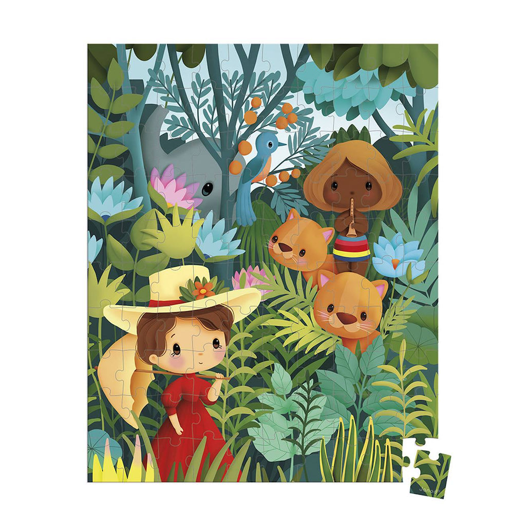 Puzzle 100 pièces inspiré de rousseau multicolore