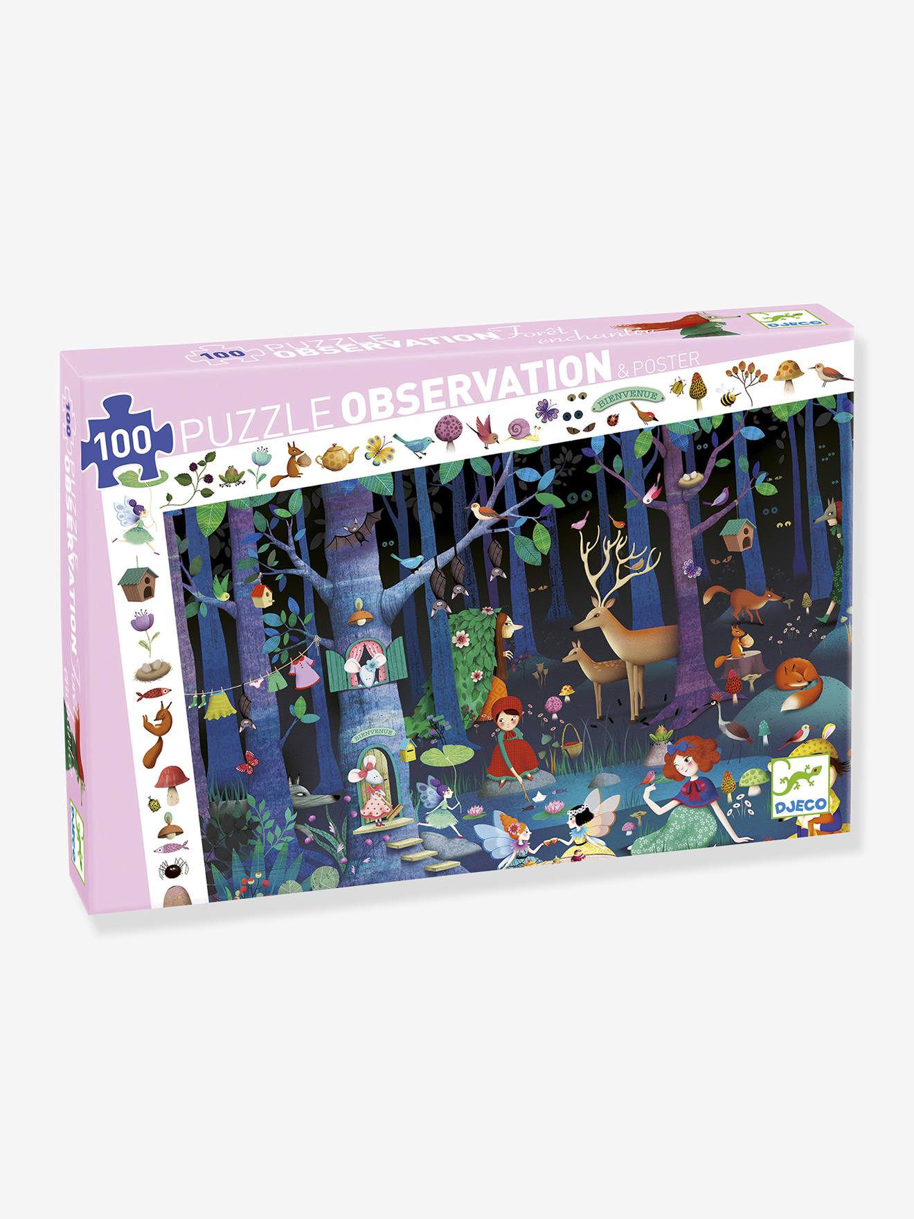 Puzzle 100 pièces la forêt enchantée multicolore