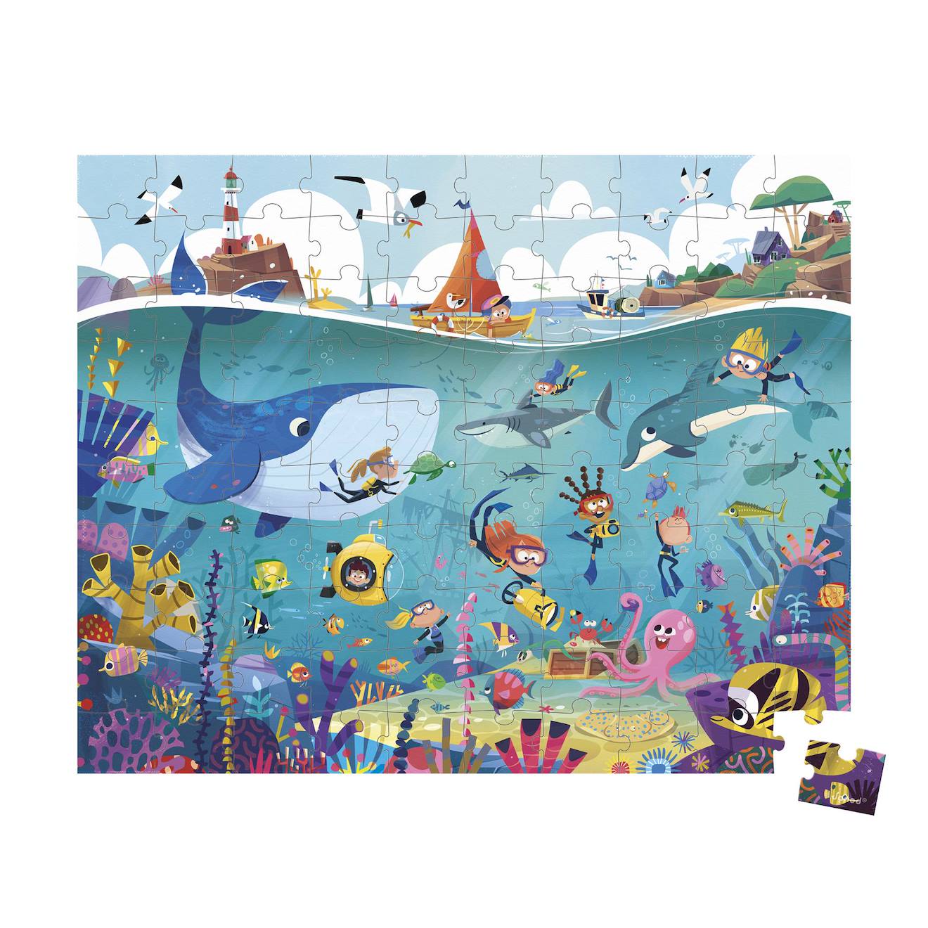 Puzzle 100 pièces les fonds marins multicolore