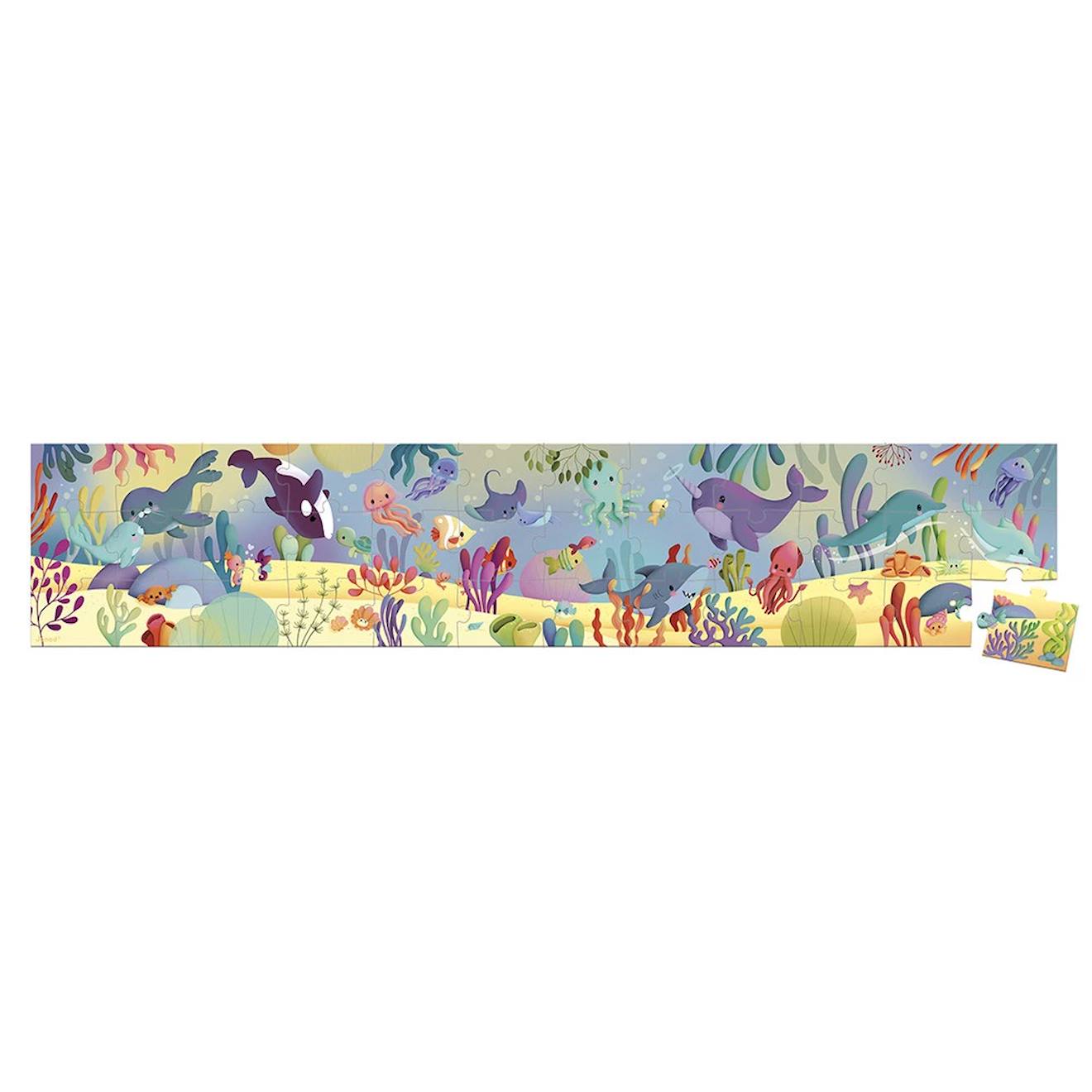 Puzzle 36 pièces frise les animaux marins multicolore