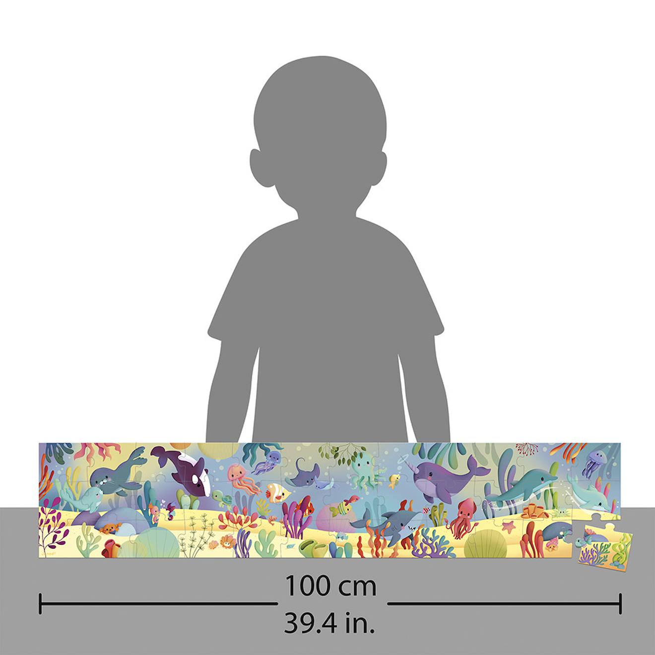 Puzzle 36 pièces frise les animaux marins multicolore