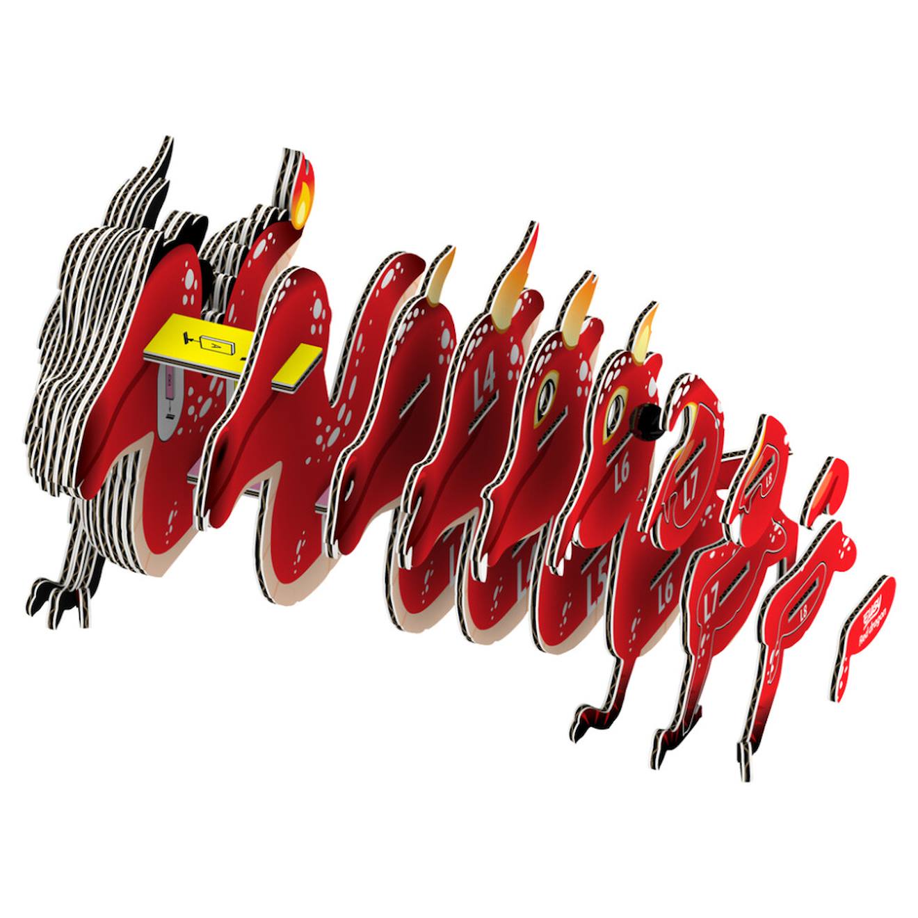 Puzzle 3D - dragon red