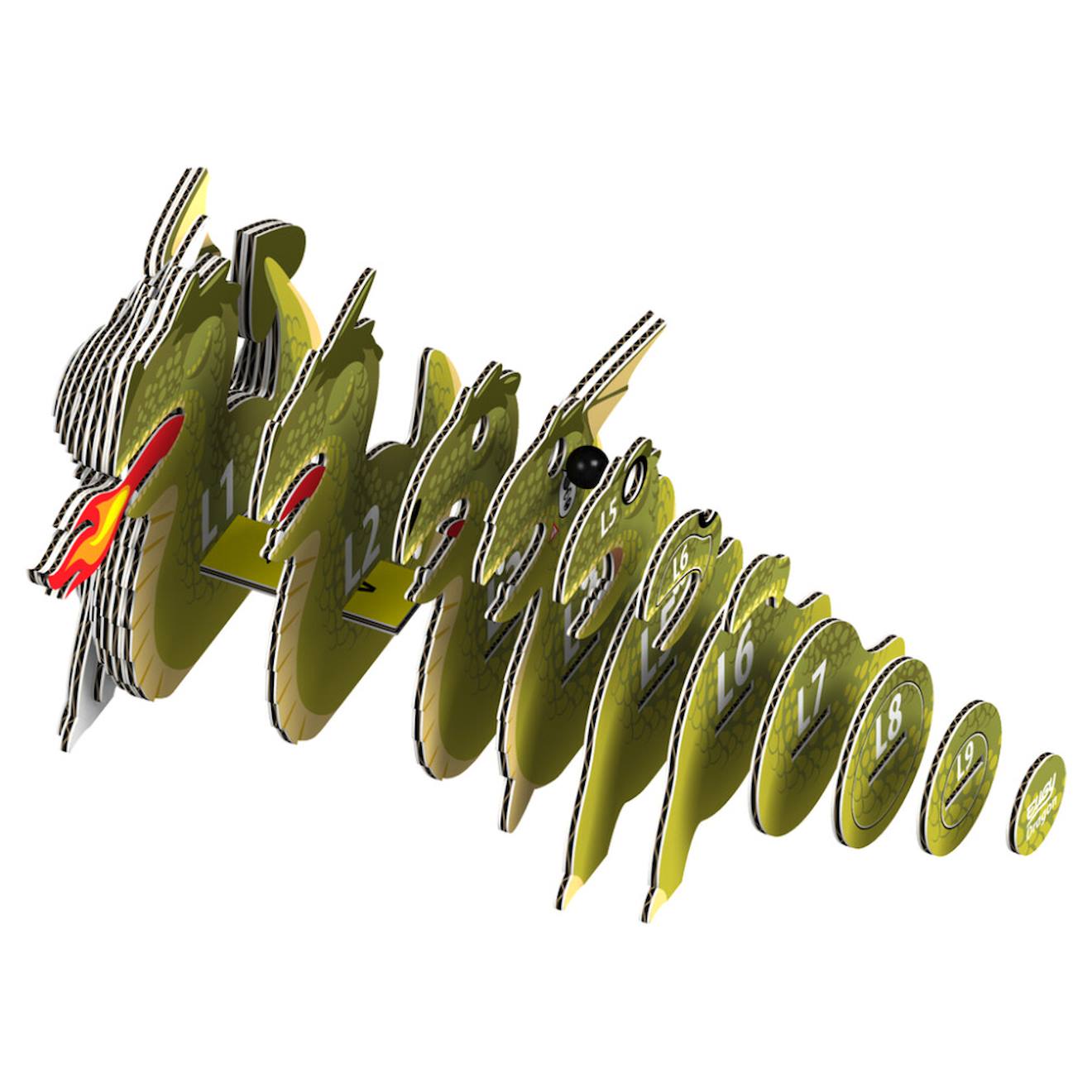 Puzzle 3D - dragon green