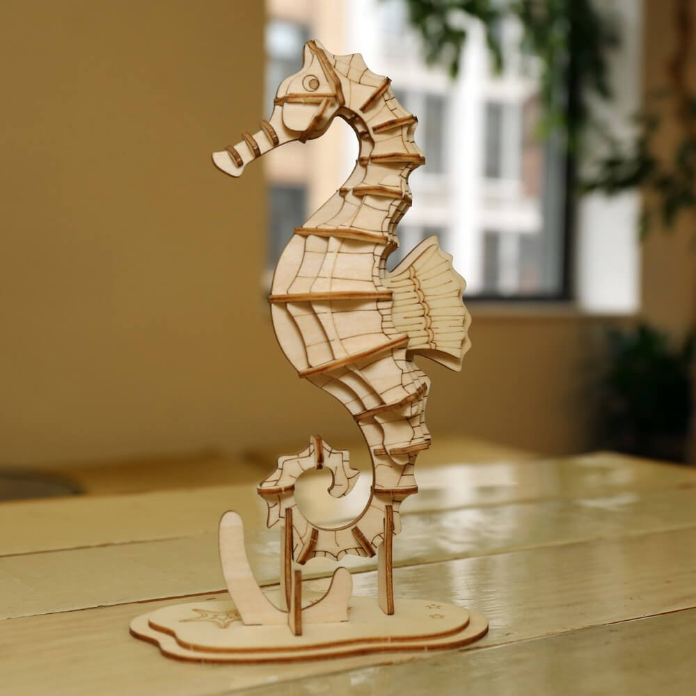 Puzzle 3D Hippocampe - Maquette Bois