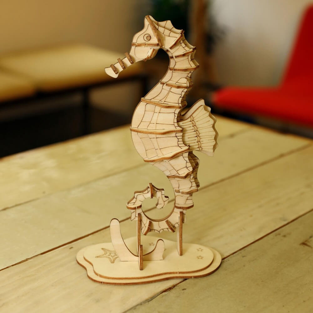 Puzzle 3D Hippocampe - Maquette Bois Kikkerland