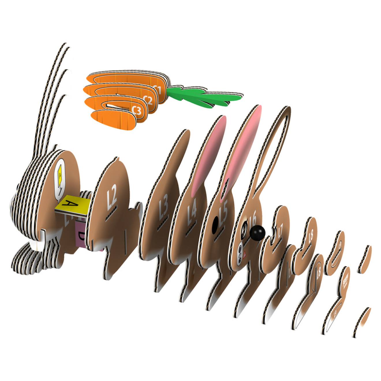 Puzzle 3D - lapin brown