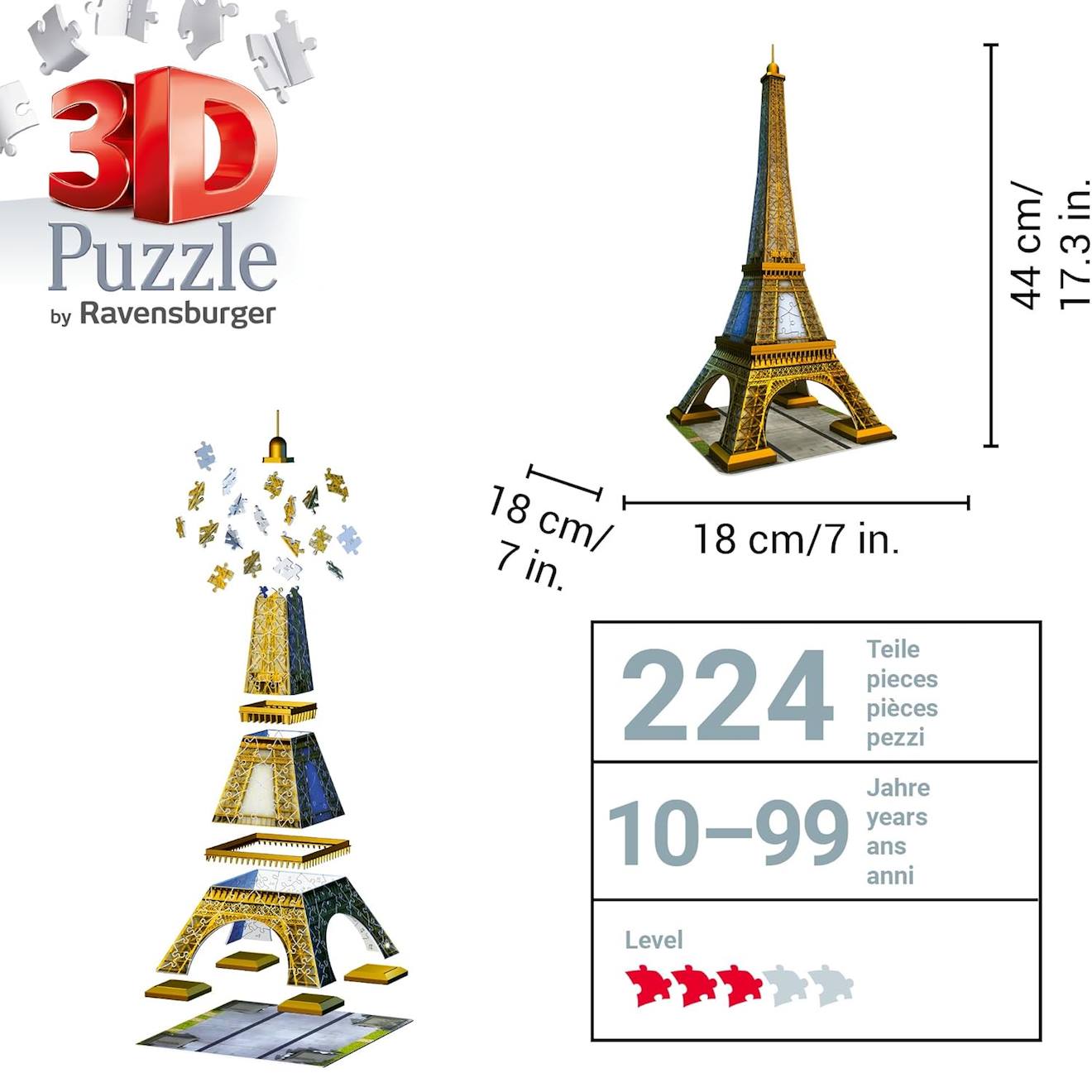 Puzzle 3D tour eiffel 216 pièces blanc