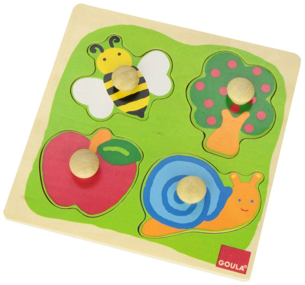 Puzzle 4 pièces abeille et escargot vert