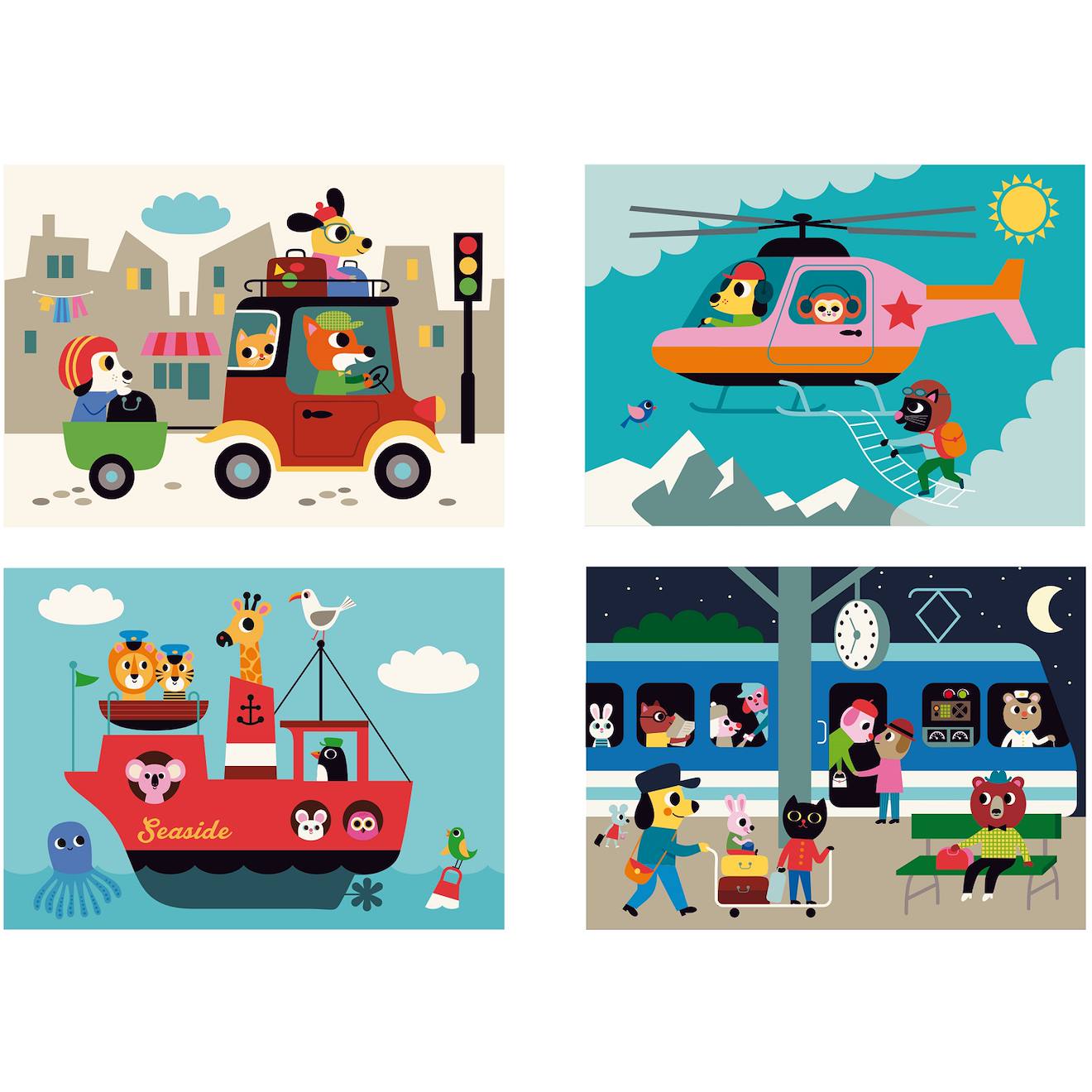 Puzzle 4d les transports bleu