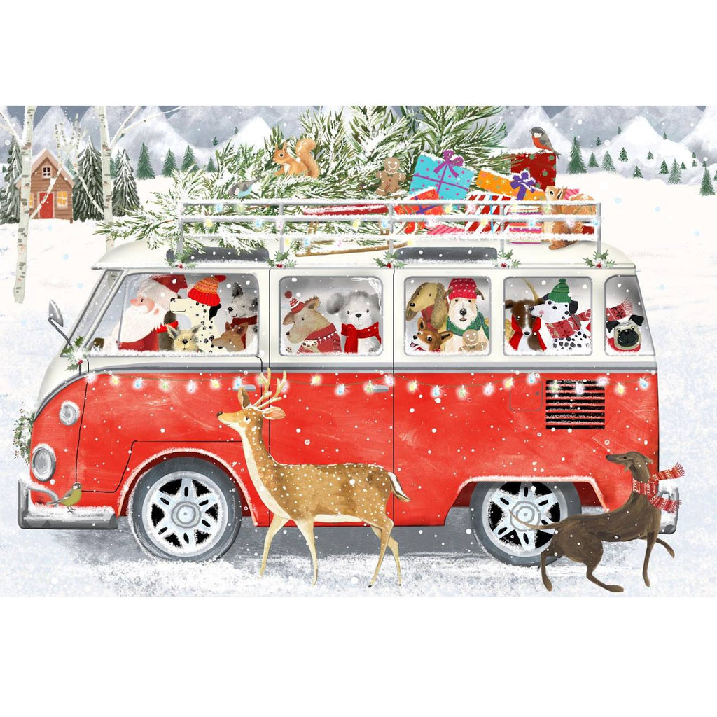 Puzzle 50 pièces - le van de noël de kim hinds marron