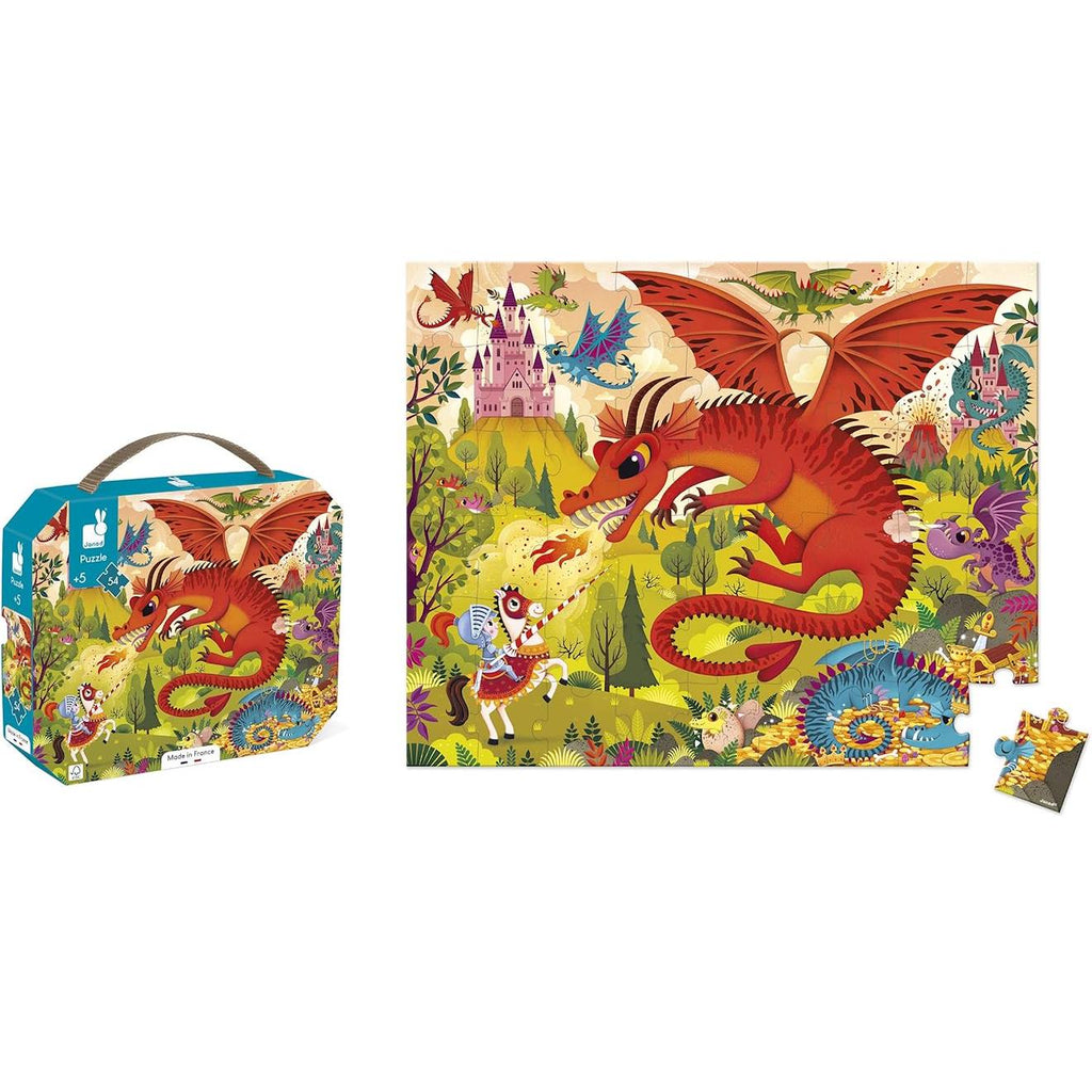 Puzzle 54 pièces le royaume des dragons - fabriqué en france multicolore
