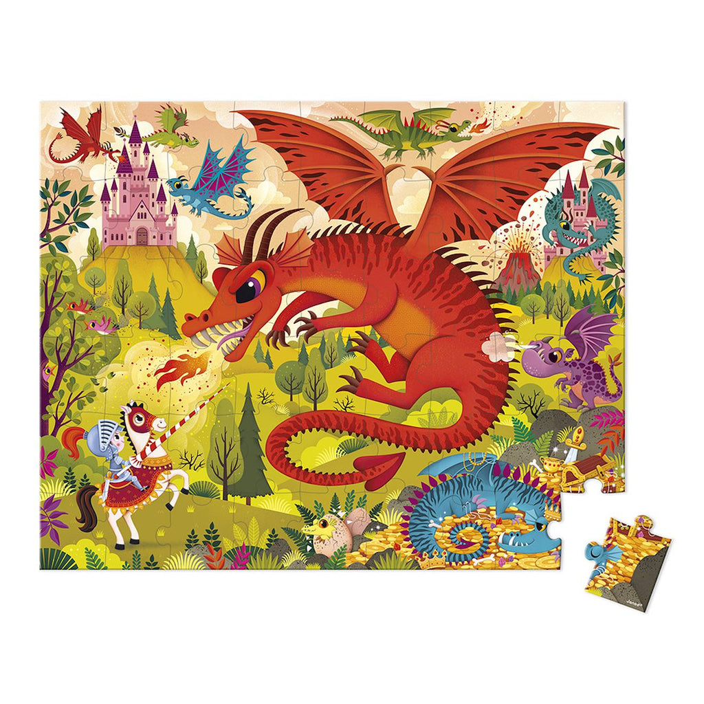 Puzzle 54 pièces le royaume des dragons - fabriqué en france multicolore