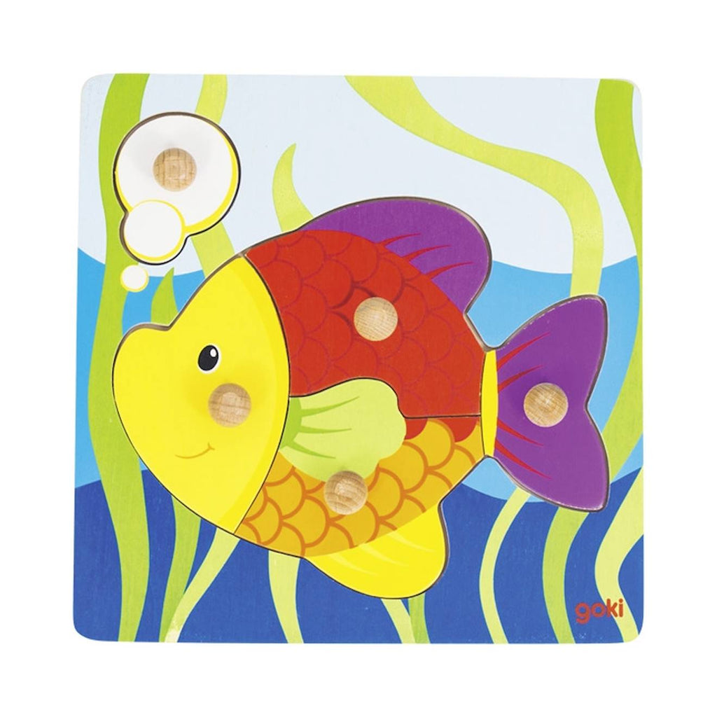 Puzzle à boutons poisson 5 éléments multicolore