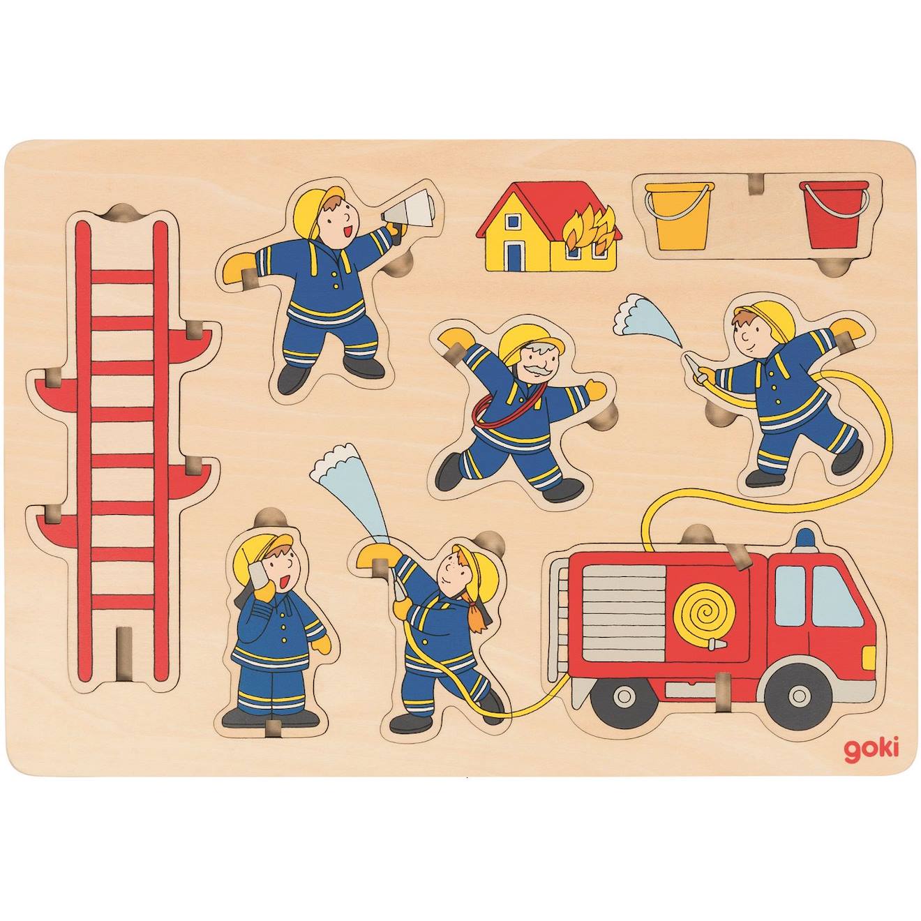 Puzzle à empiler pompiers beige
