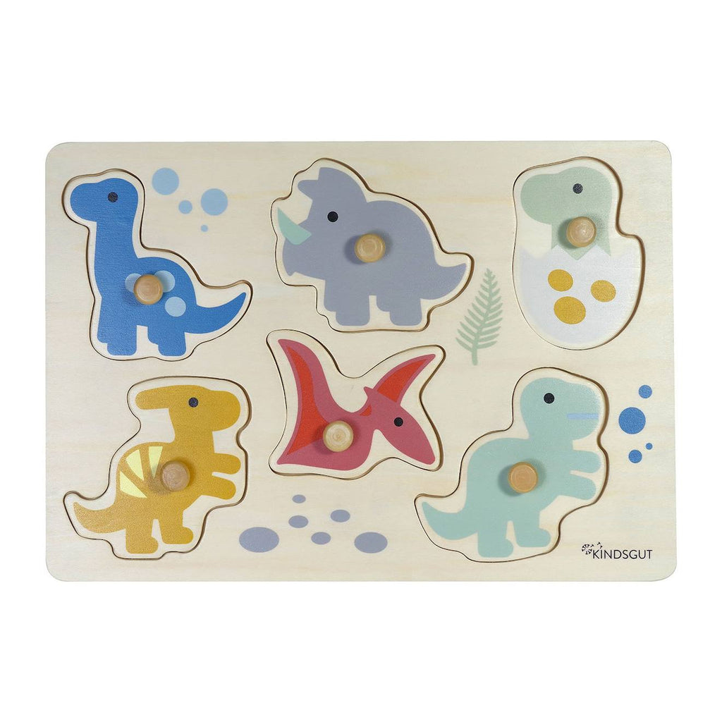Puzzle à encastrer dinosaure en bois multicolore