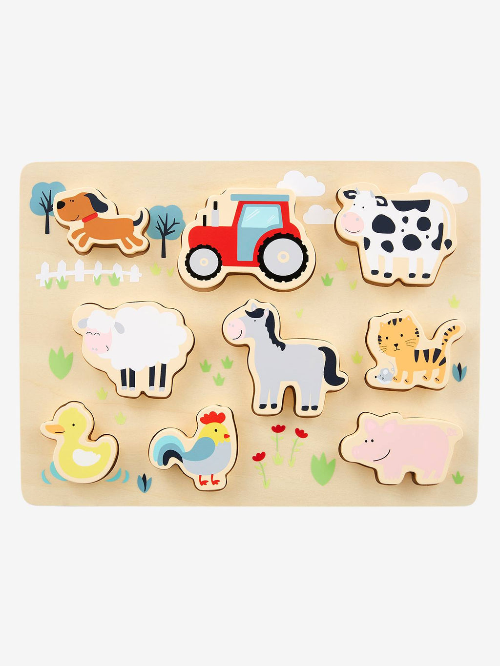 Puzzle à encastrer ferme en bois FSC multicolore