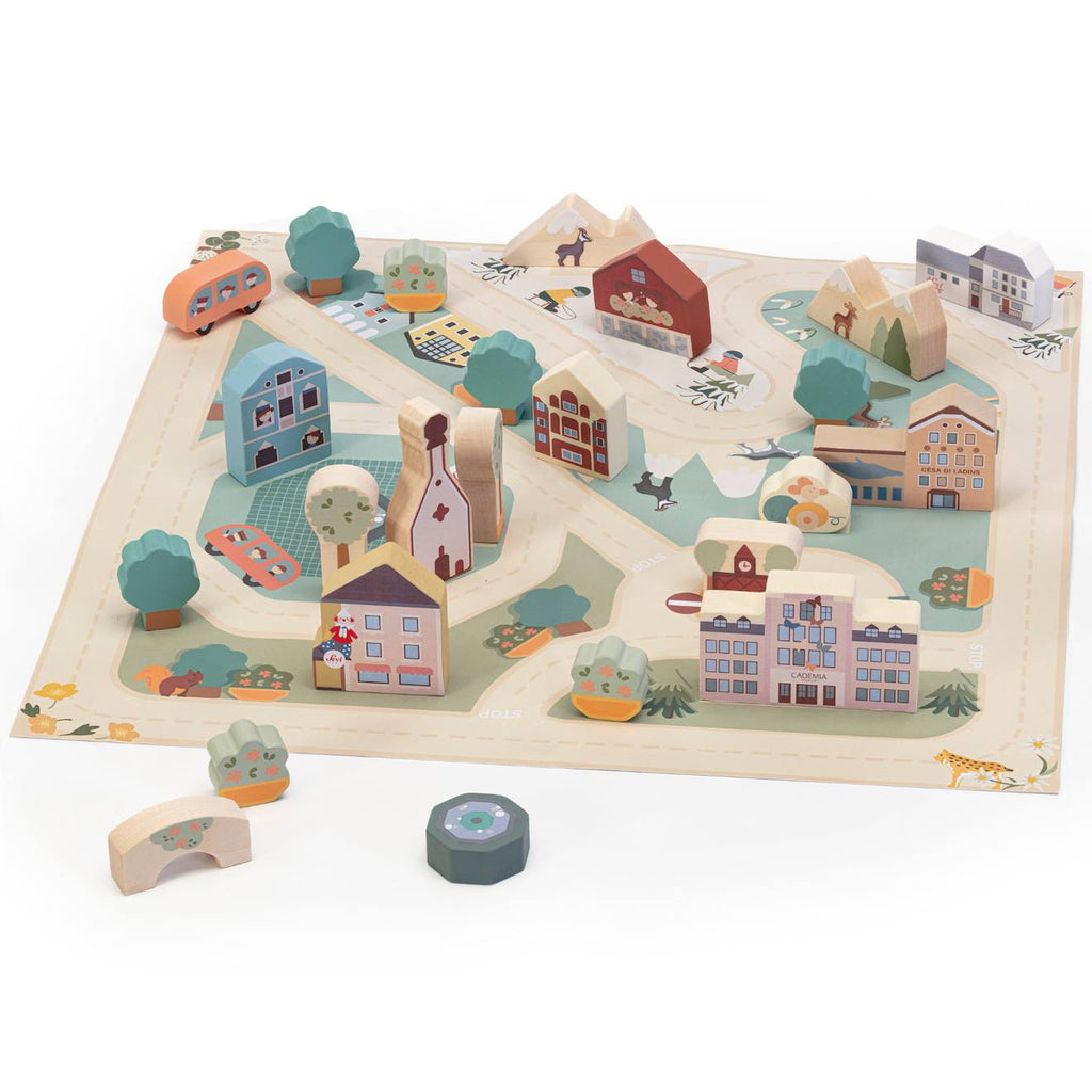 Puzzle à jouer village des alpes beige
