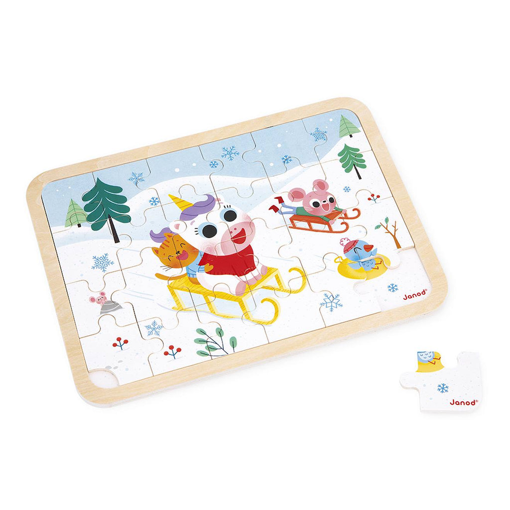 Puzzle a la montagne en bois FSC 24 pièces blanc