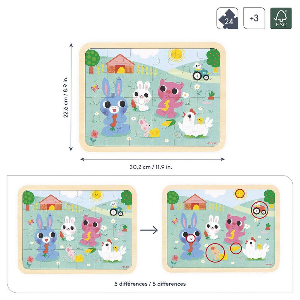 Puzzle a la montagne en bois FSC 24 pièces vert