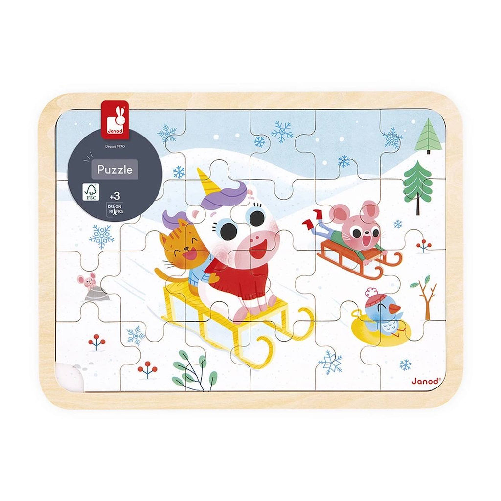 Puzzle a la montagne en bois FSC 24 pièces blanc