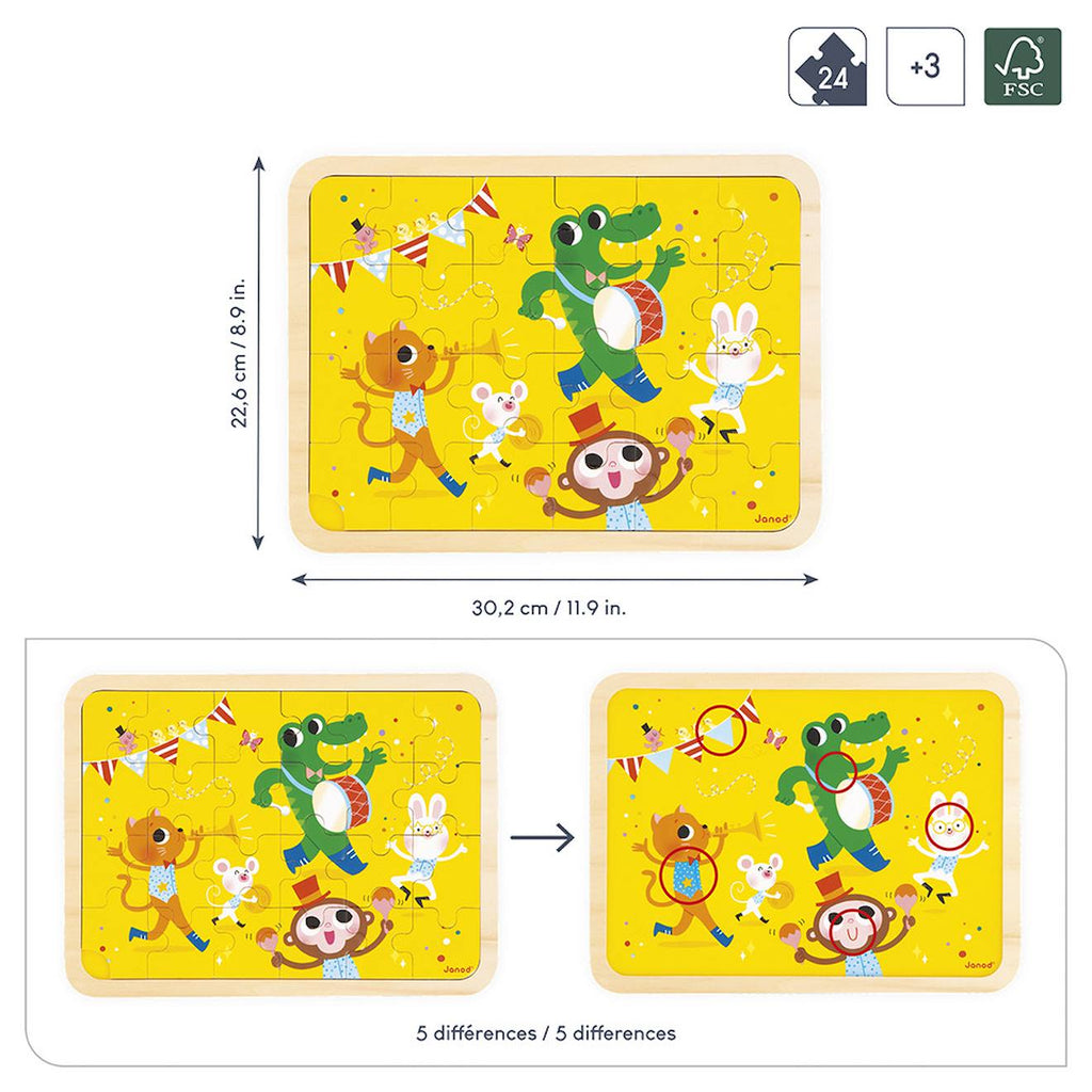 Puzzle a la montagne en bois FSC 24 pièces jaune