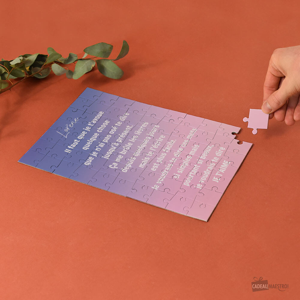 Puzzle A4 Message à Personnaliser - Grand Modèle Texte 100% Personnalisable - Puzzle Personnalisé