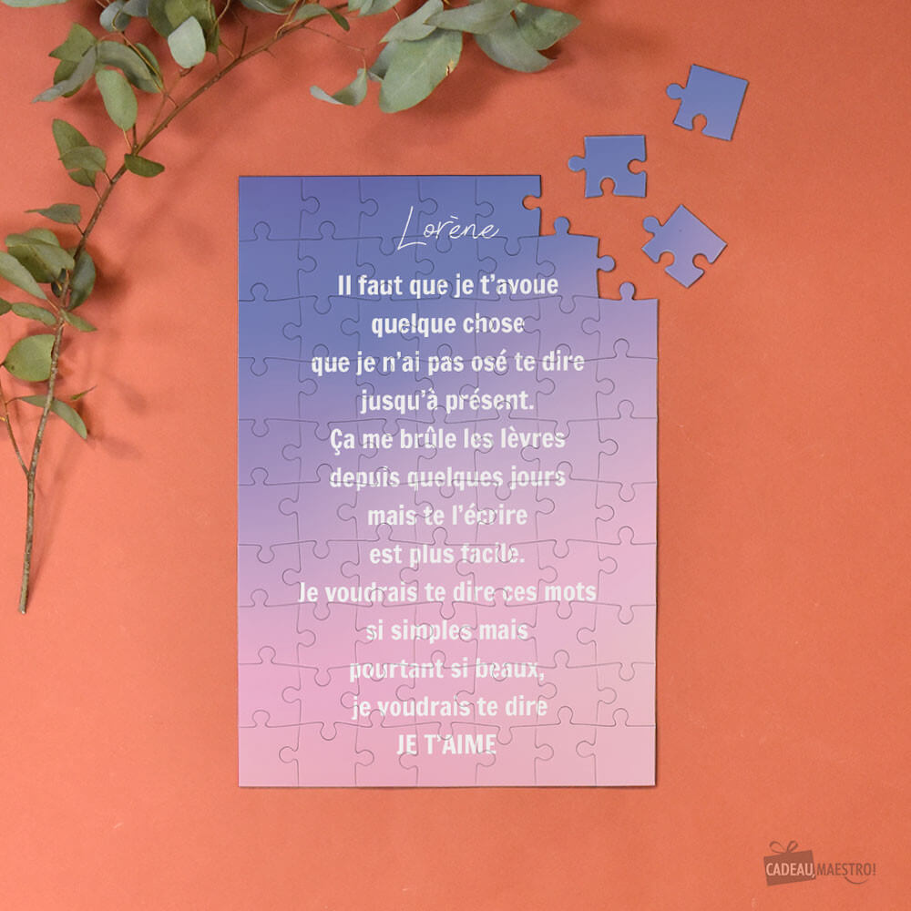 Puzzle A4 Message à Personnaliser - Grand Modèle Texte 100% Personnalisable - Puzzle Personnalisé