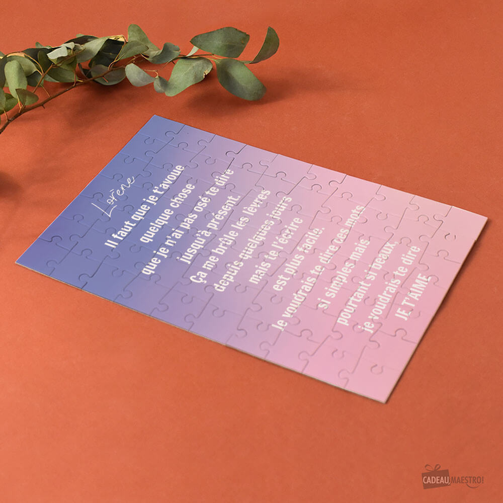 Puzzle A4 Message à Personnaliser - Grand Modèle Texte 100% Personnalisable - Puzzle Personnalisé
