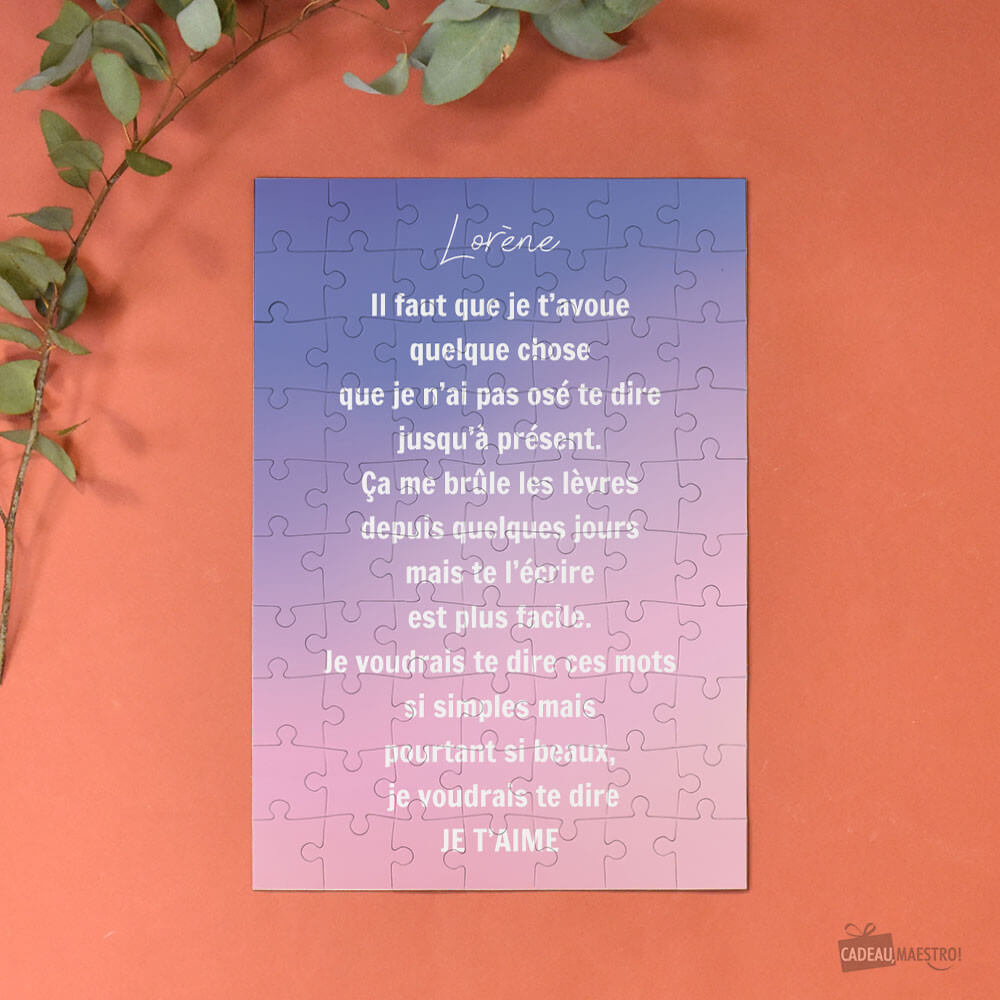 Puzzle A4 Message à Personnaliser - Grand Modèle Texte 100% Personnalisable - Puzzle Personnalisé