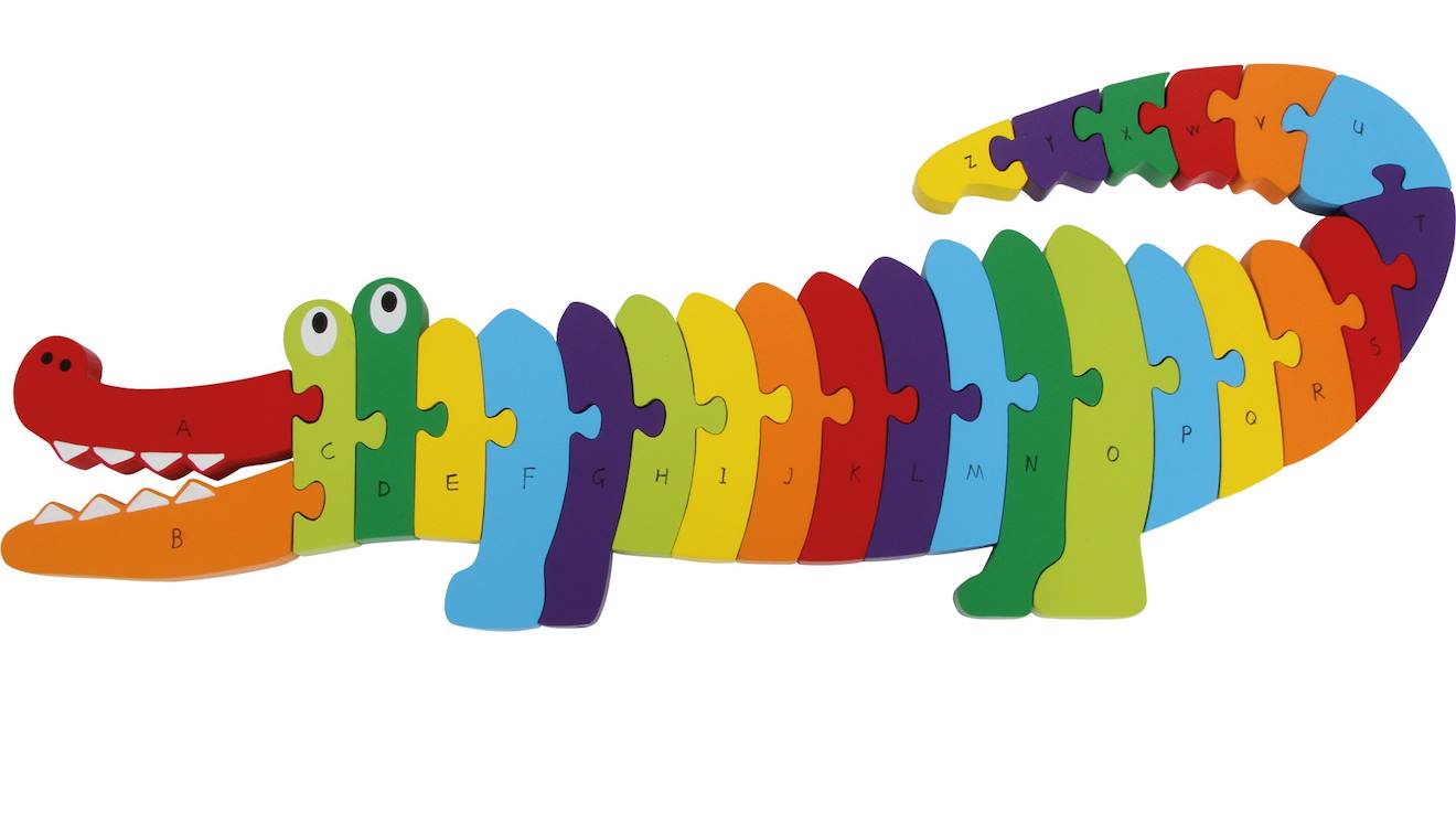 Puzzle abc crocodile vert