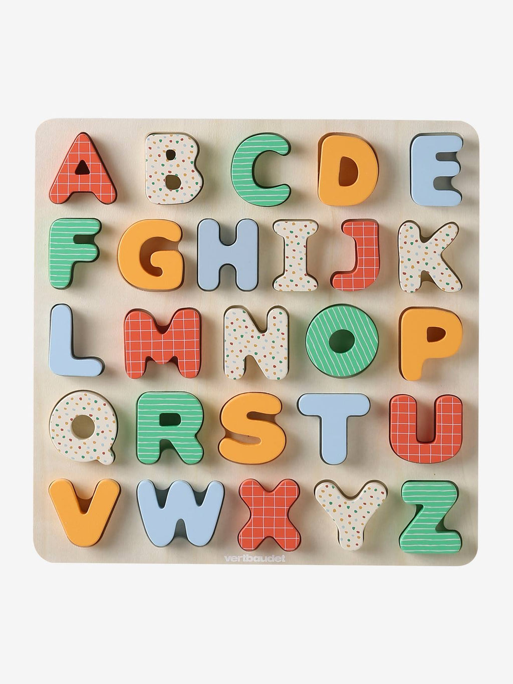 Puzzle alphabet à encastrer en bois FSC rouge