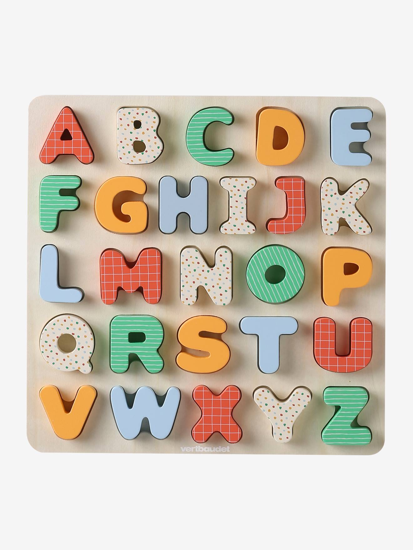Puzzle alphabet à encastrer en bois FSC rouge