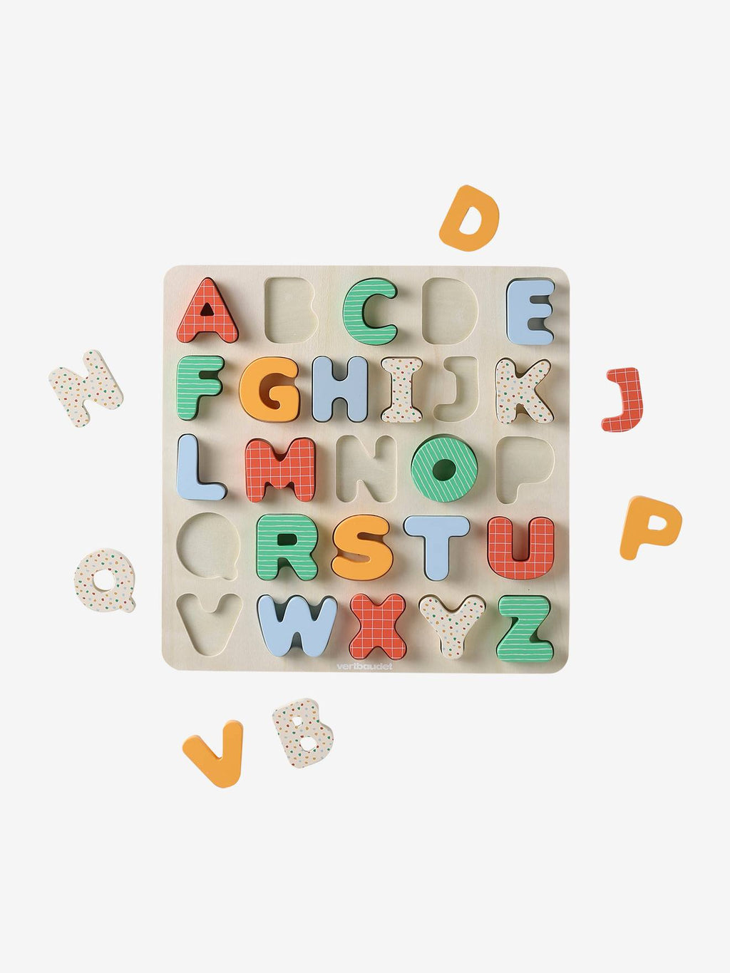 Puzzle alphabet à encastrer en bois FSC rouge