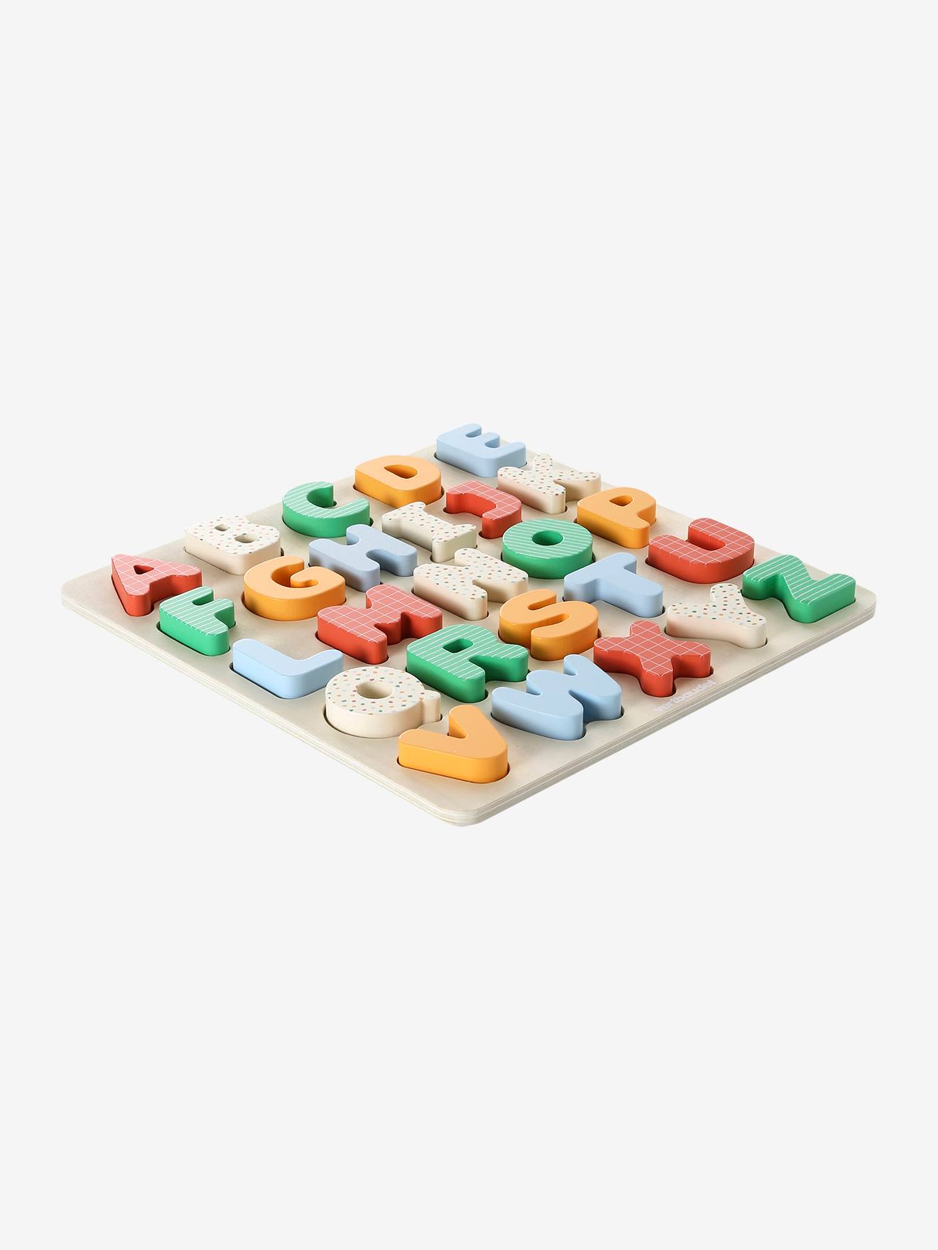 Puzzle alphabet à encastrer en bois FSC rouge