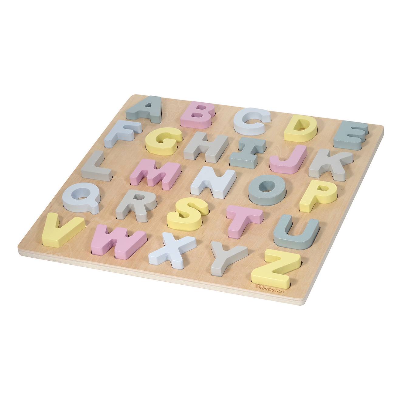 Puzzle alphabet caspar en bois rose pâle