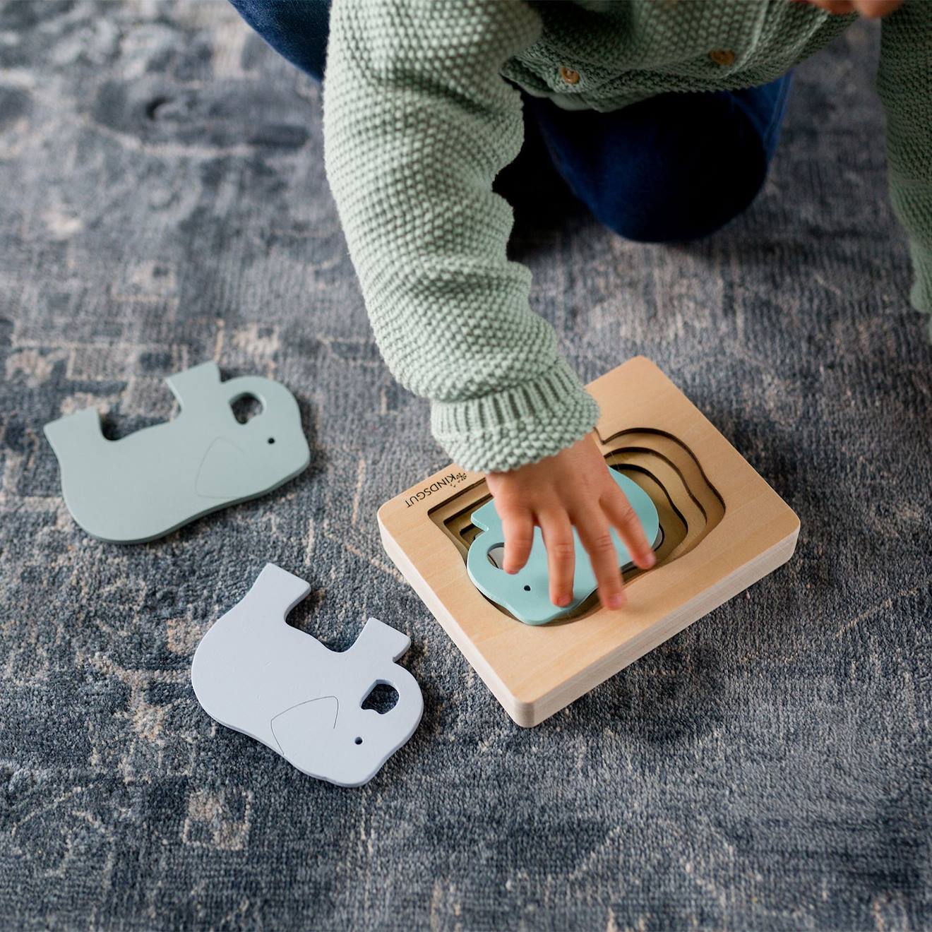Puzzle animal en bois menthe