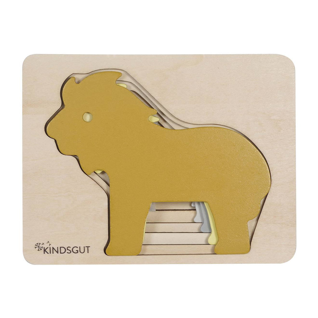 Puzzle animal en bois moutarde