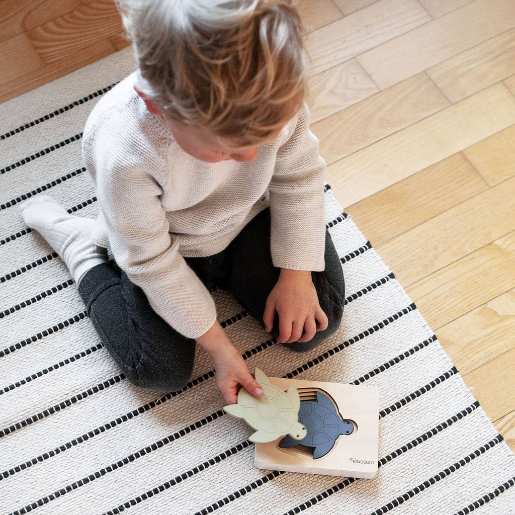 Puzzle animal en bois vert