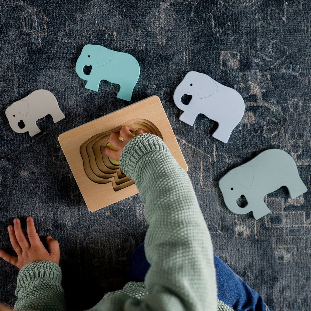 Puzzle animal en bois menthe