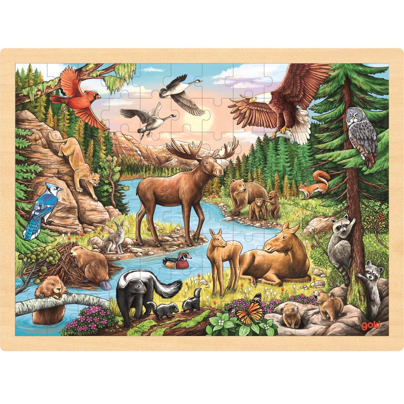 Puzzle animaux d'amérique du nord beige