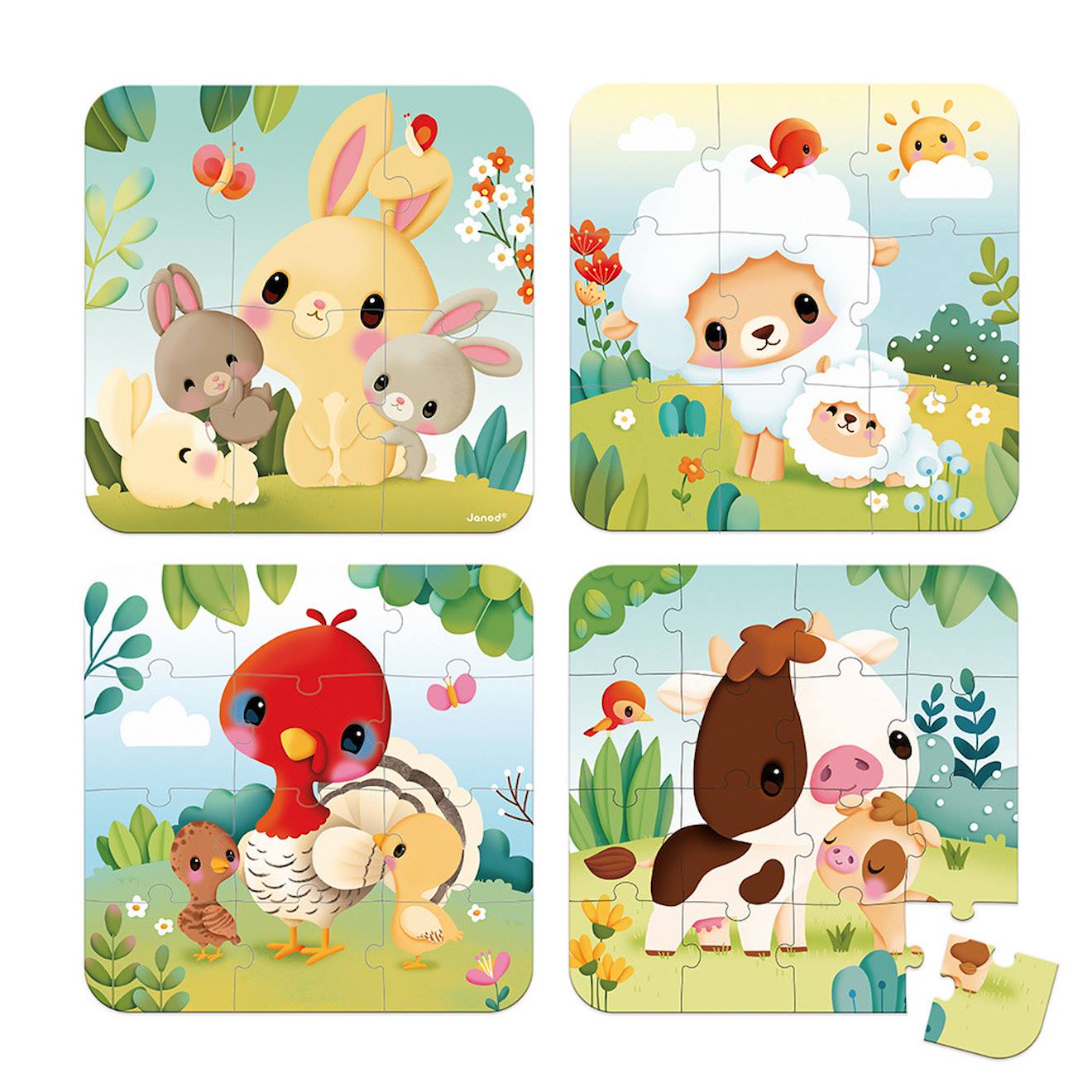 Puzzle animaux de la ferme, 6 à 16 pièces orange