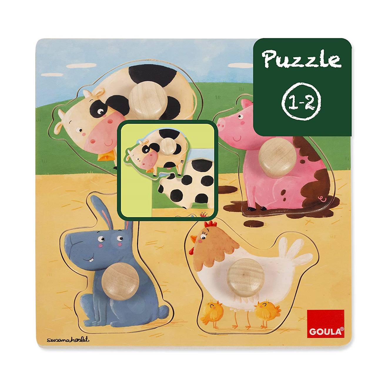 Puzzle animaux de la ferme beige
