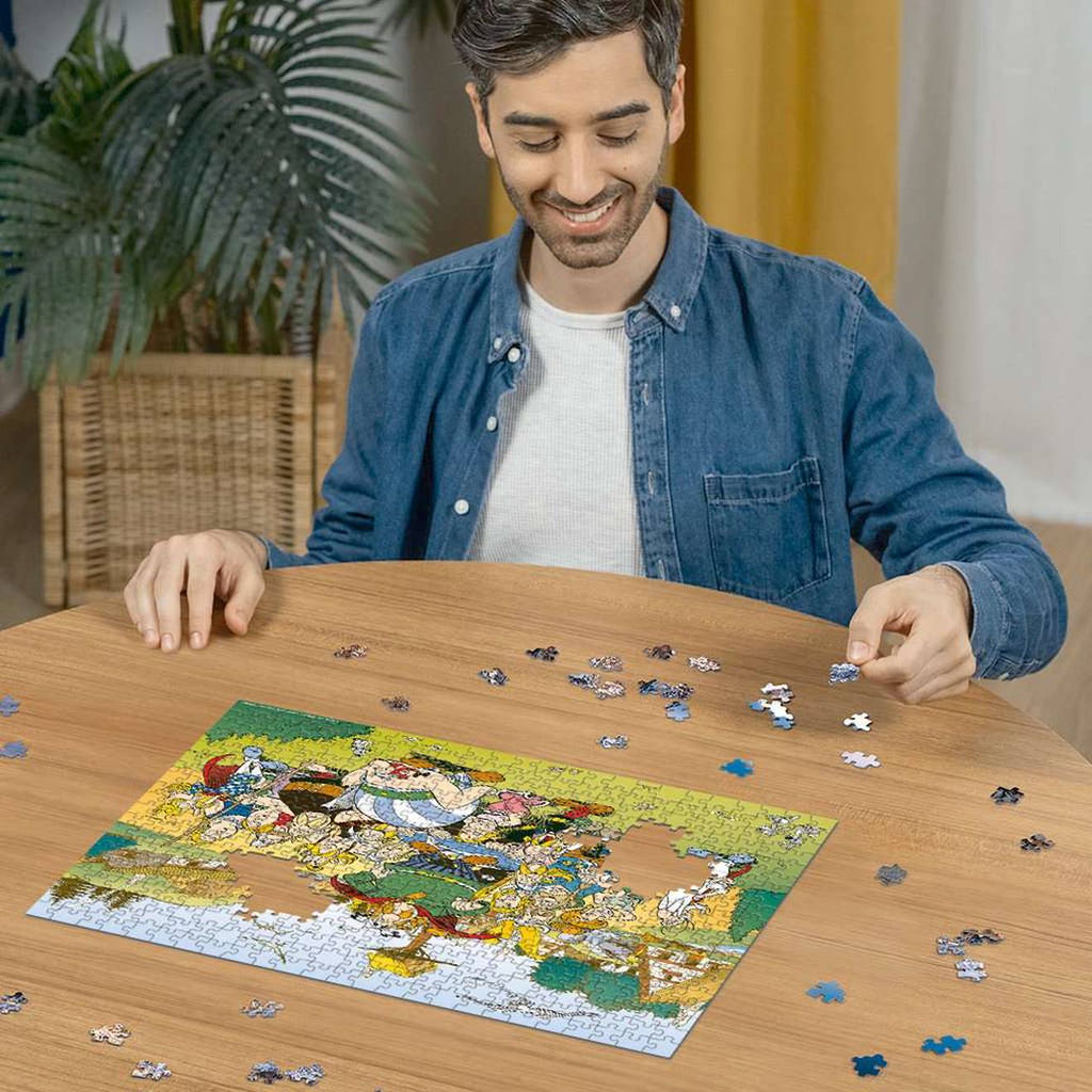 Puzzle Astérix au village 500 pièces bleu
